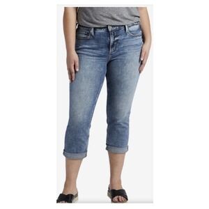 Silver Jeans Suki Capri 20W Blue Medium Wash Curvy Mid Rise Cropped Crop